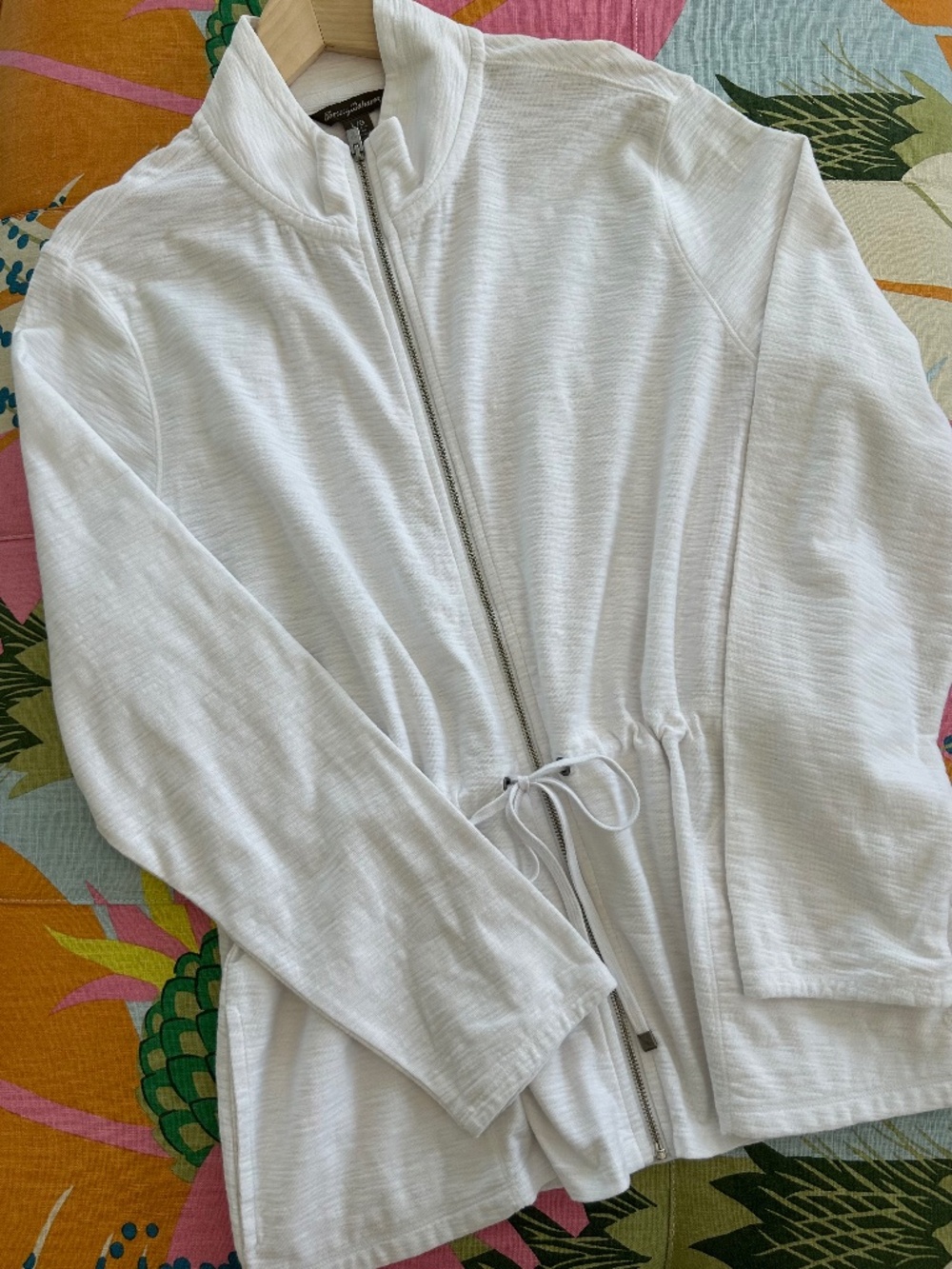 Tommy Bahama Full Zip Cinch Waist Jacket in White Sz L - EUC